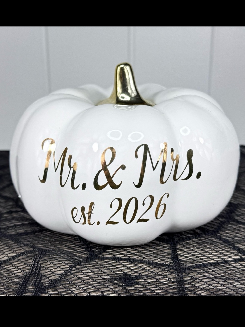 NEW Mr. & Mrs. Est. 2026 Pumpkin Halloween Decor